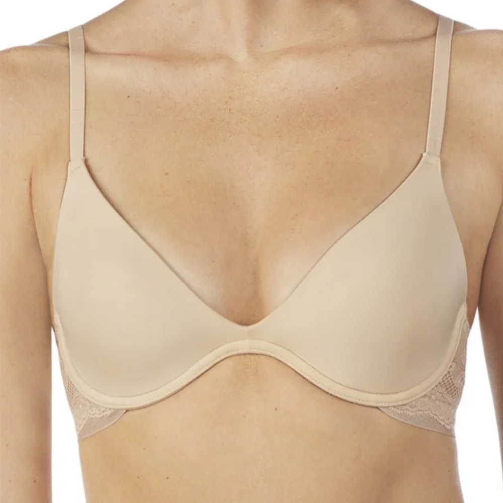 On Gossamer Basic Lace Nude Plunge Underwire Bra - Sz 32D US